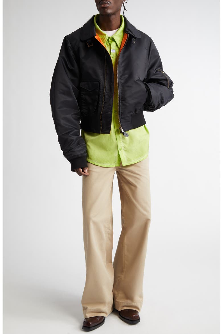 Shrunken Bomber Jacket, Alternate, color, BLACK BLACK