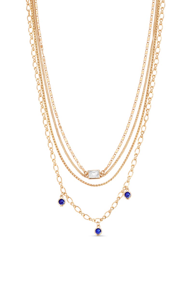 Ettika Emerald City Layered Charm Necklace, Main, color, Sapphire