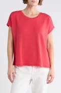 T Tahari Extended Shoulder Crewneck Scuba Knit T-Shirt