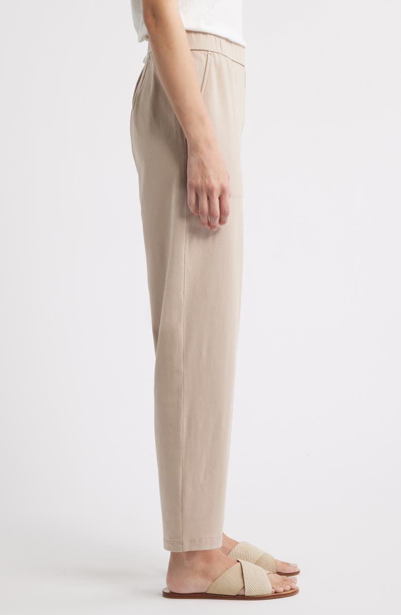 Eileen Fisher High Waist Stretch Organic Cotton Ankle Tapered Pants, Alternate, color, Wheat