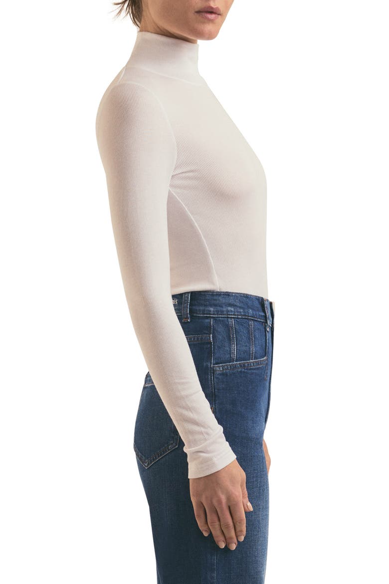 Long Sleeve Mock Neck Rib Top, Alternate, color, WHITE