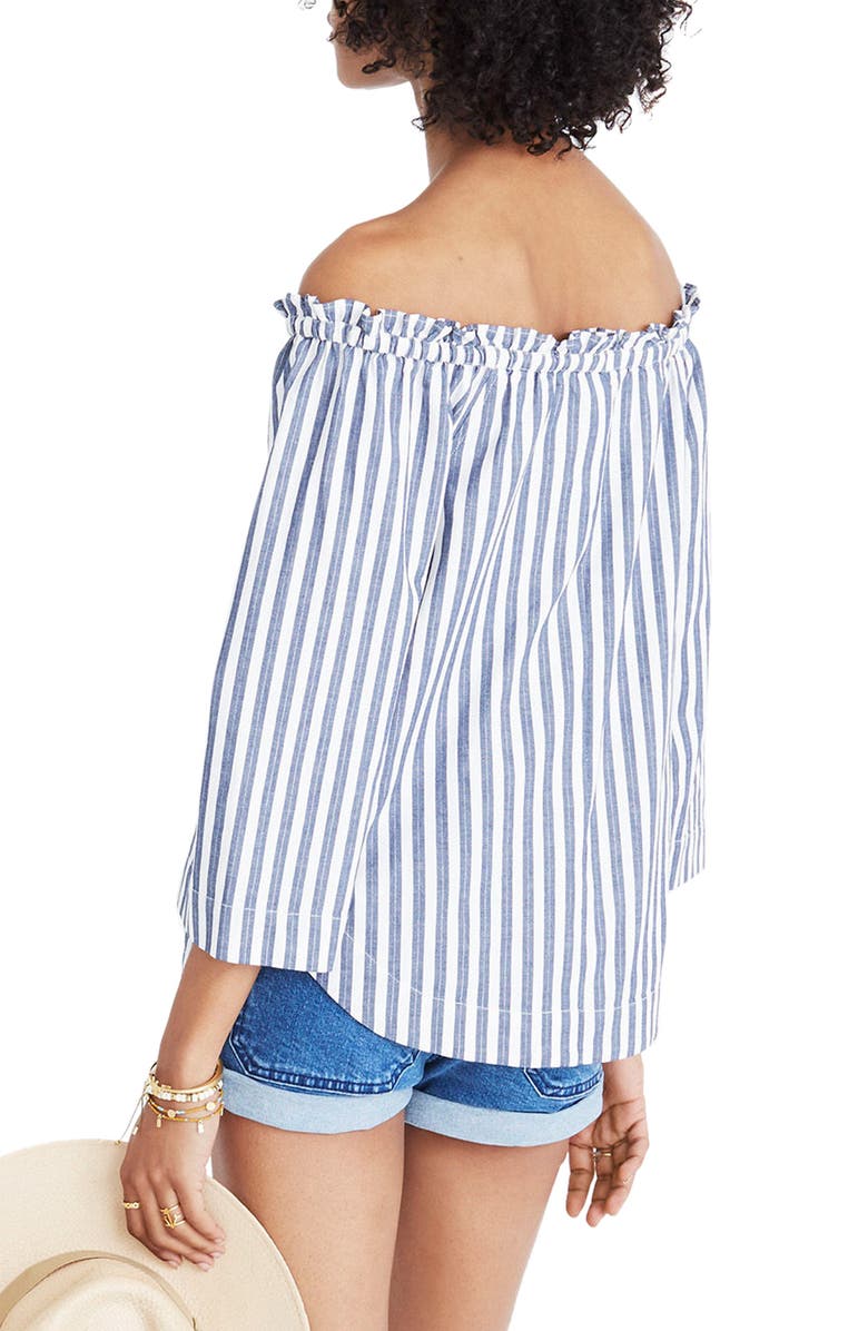 Madewell Shimmer Stripe Off the Shoulder Top, Alternate, color,