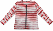Riff Zip Striped Long Sleeve Crewneck Top