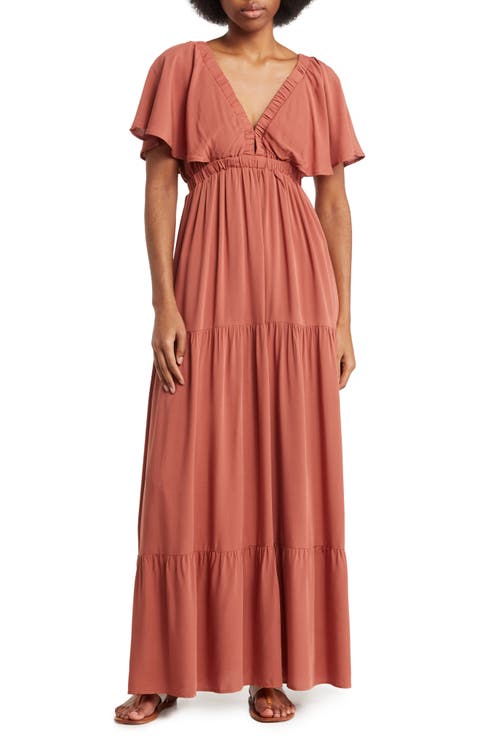 Flutter Sleeve Maxi Dress