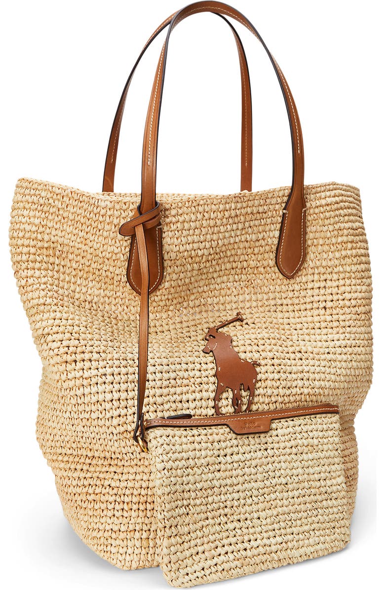 Polo Ralph Lauren Large Raffia Tote, Alternate, color, Natural/ Cuoio