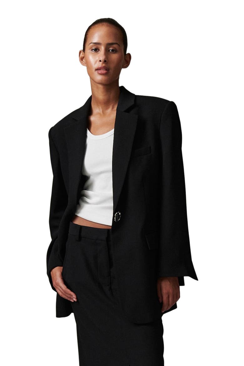 Eltona Sculpted Longline Blazer, Alternate, color, Black