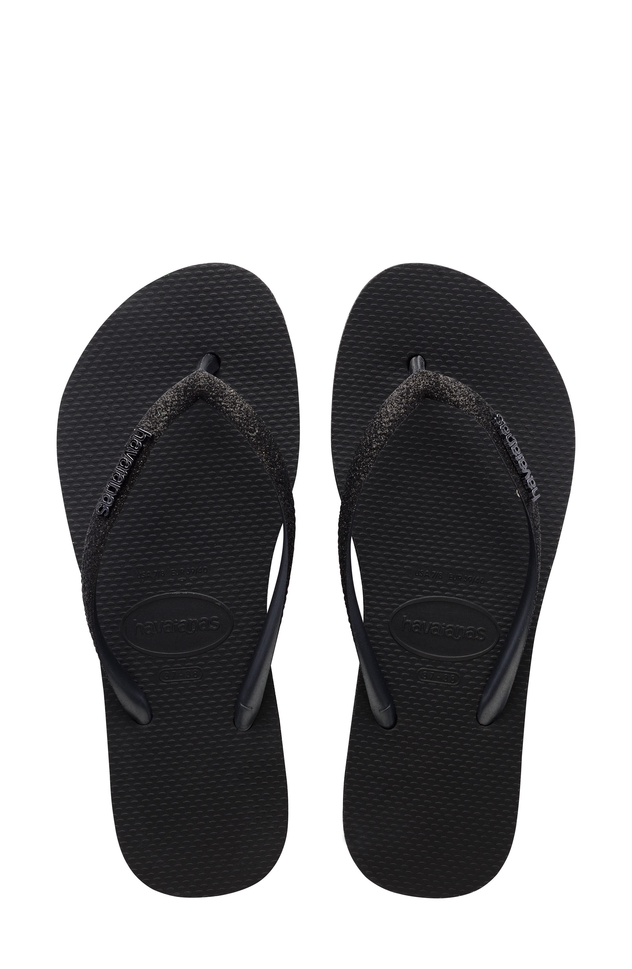Havaianas Slim Sparkle Flatform Flip Flop, Alternate, color, Black