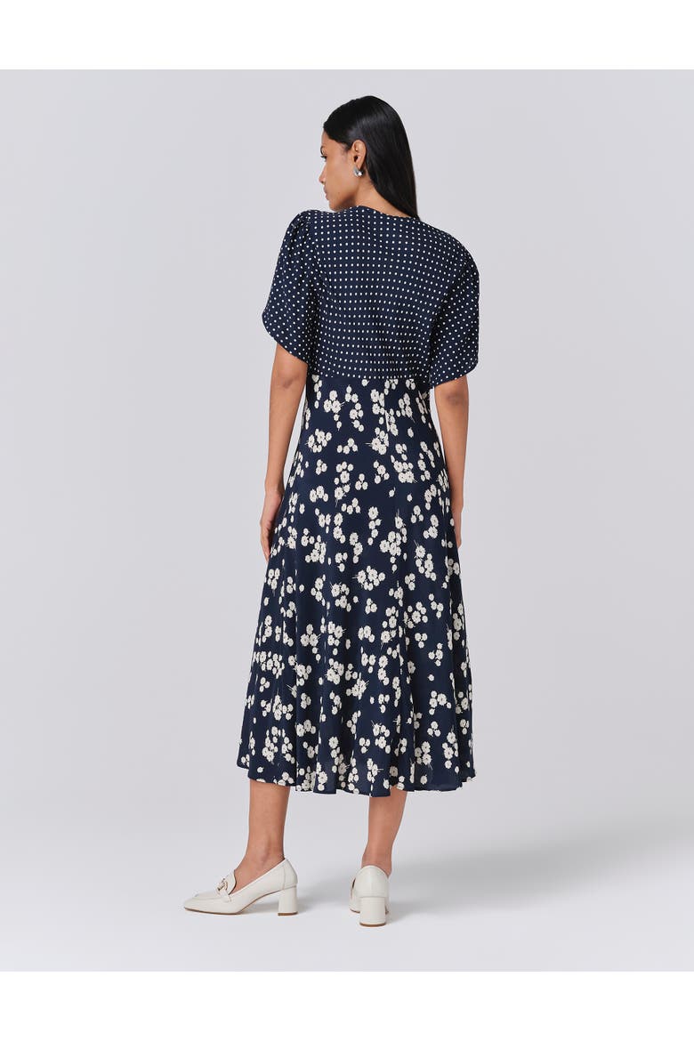 Lulu V-neck Midi Dress, Alternate, color, Navy Spot Floral