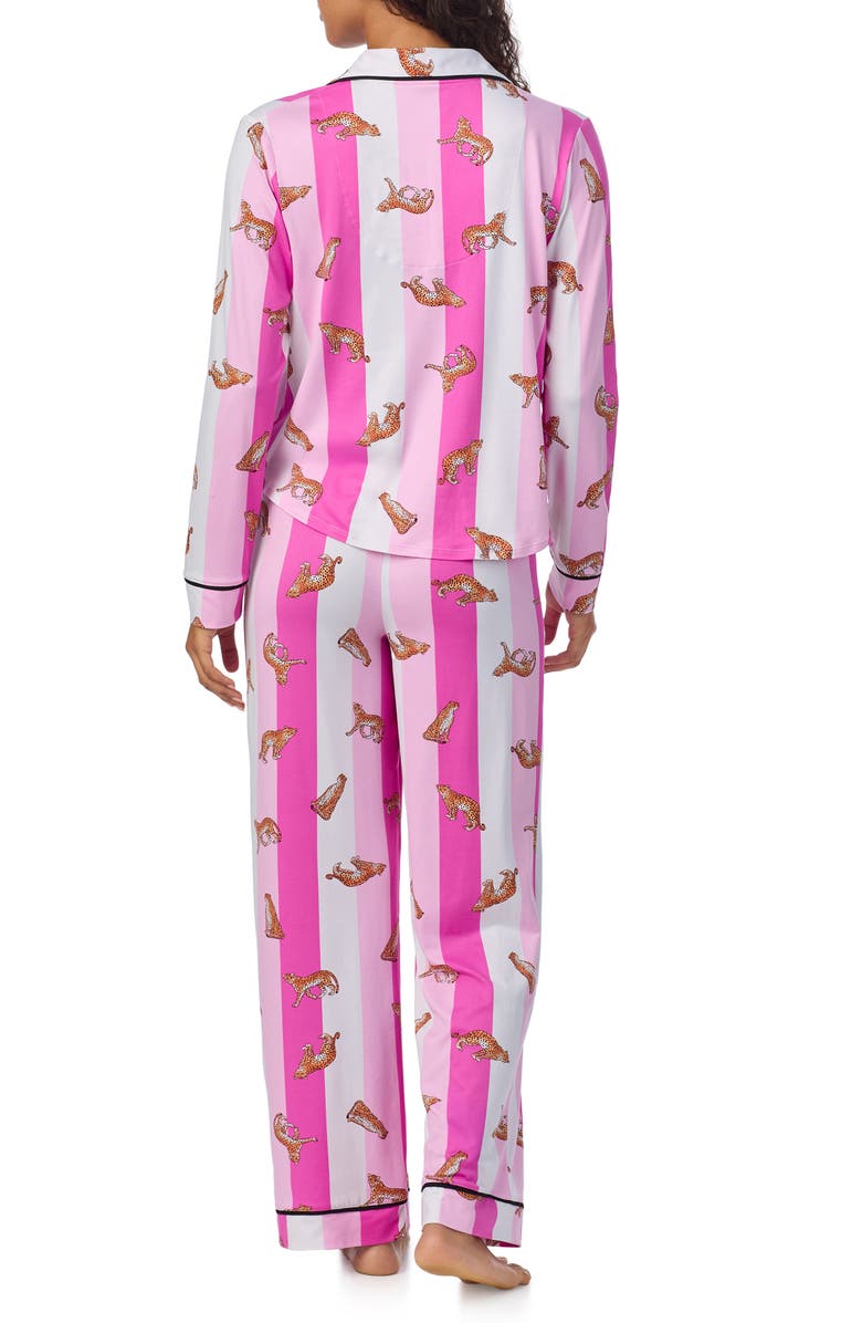 Room Service Pjs Print Long Sleeve Long Pajamas, Alternate, color, Pink Stripe