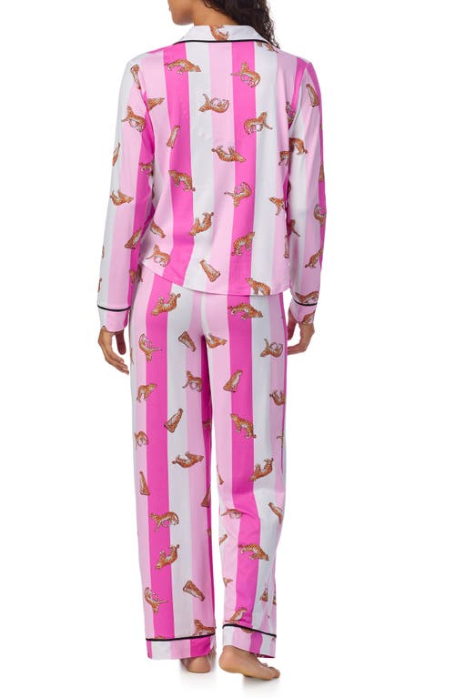 Room Service Pjs Print Long Sleeve Long Pajamas In Pink