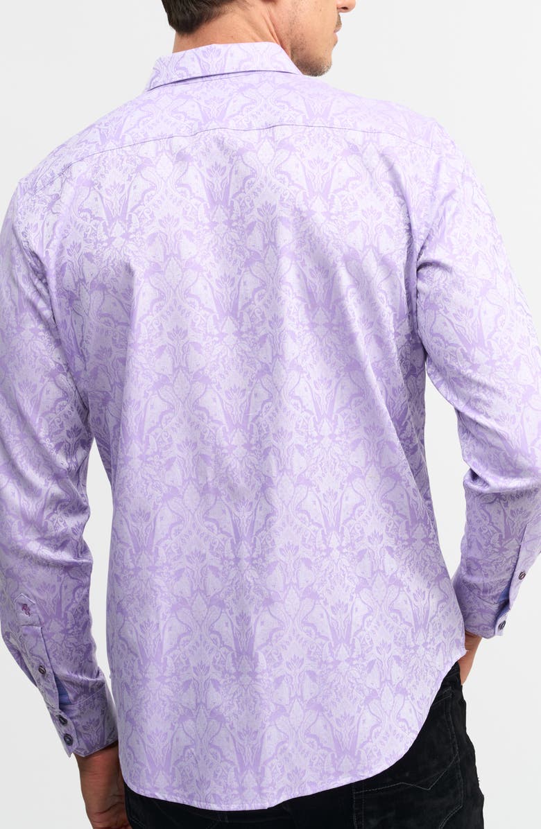 Robert Graham Highland Classic Fit Stretch Cotton Button-Up Shirt, Alternate, color, Lilac