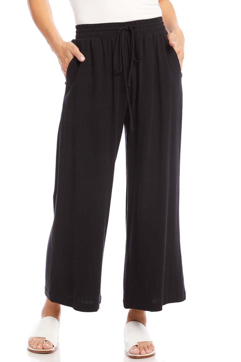Wide Leg Crop Pants, Main, color, BLACK