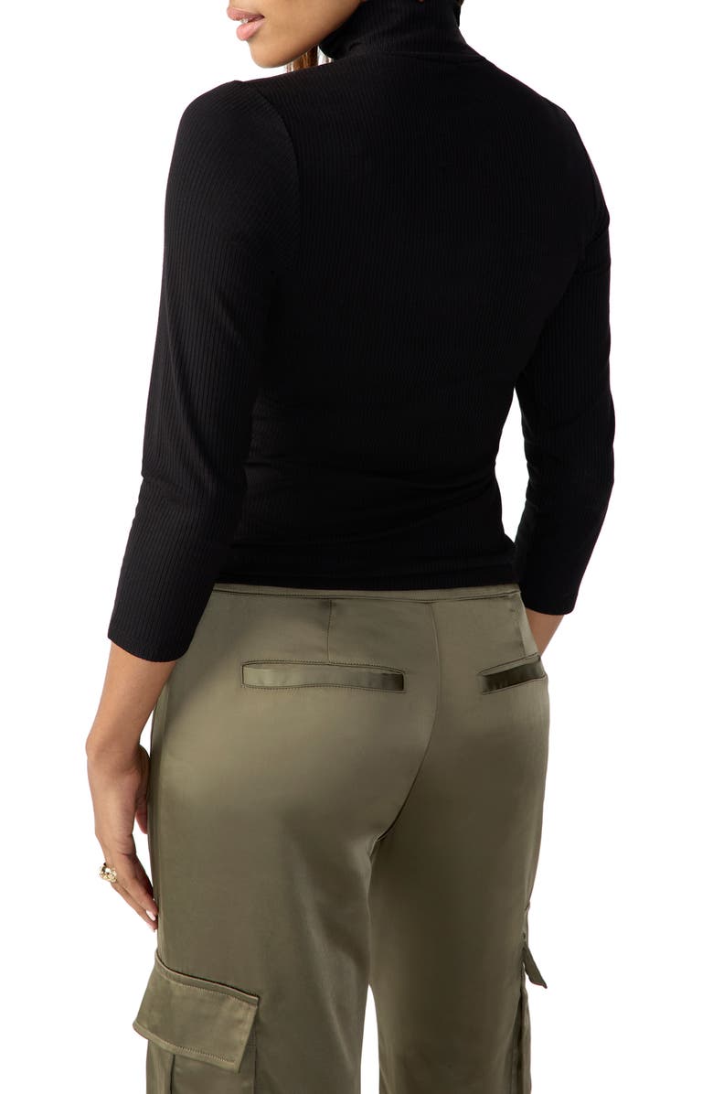 Sanctuary Rib Three Quarter Sleeve Mock Neck Top, Alternate, color,