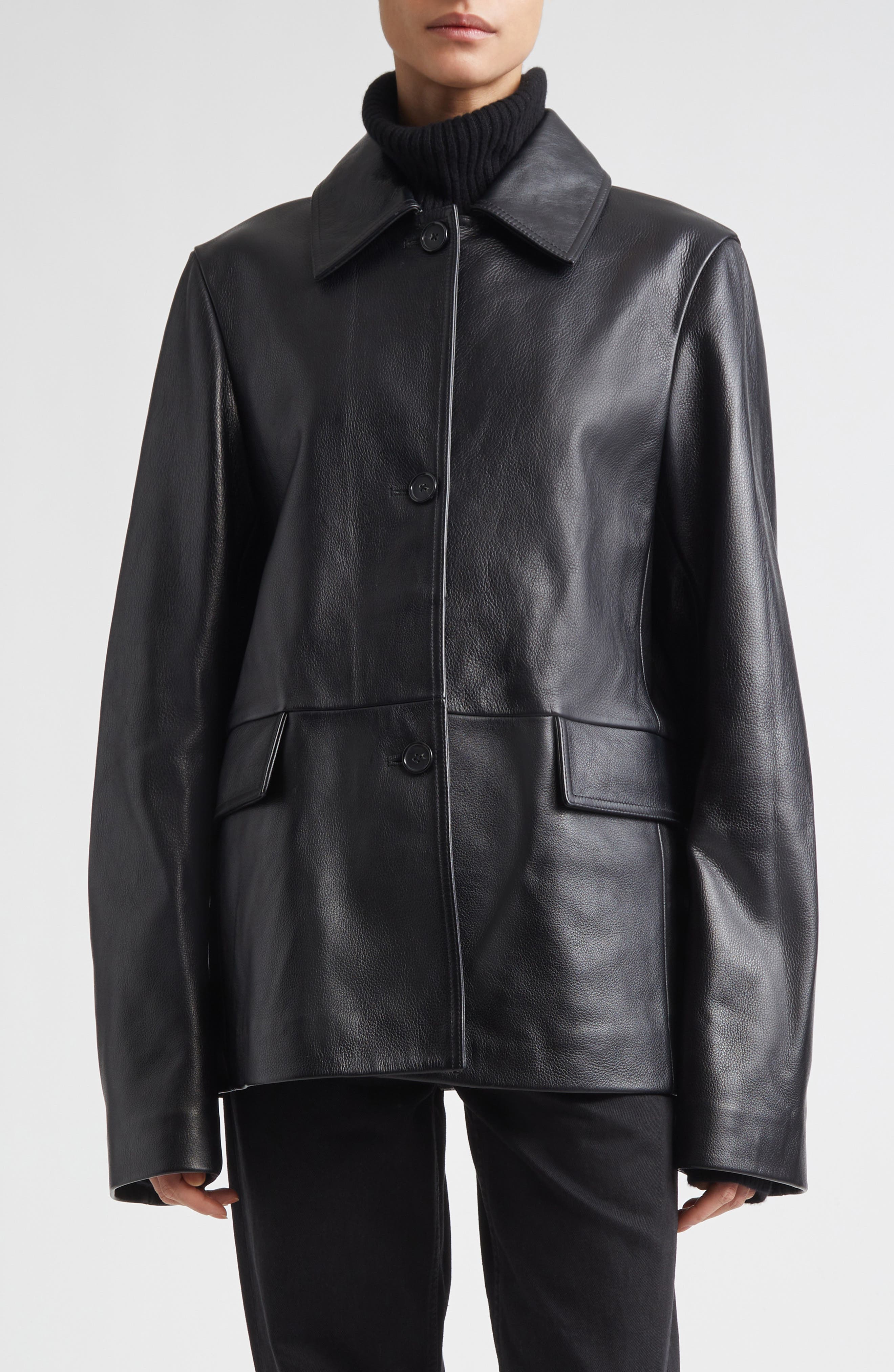 Grained Leather Jacket