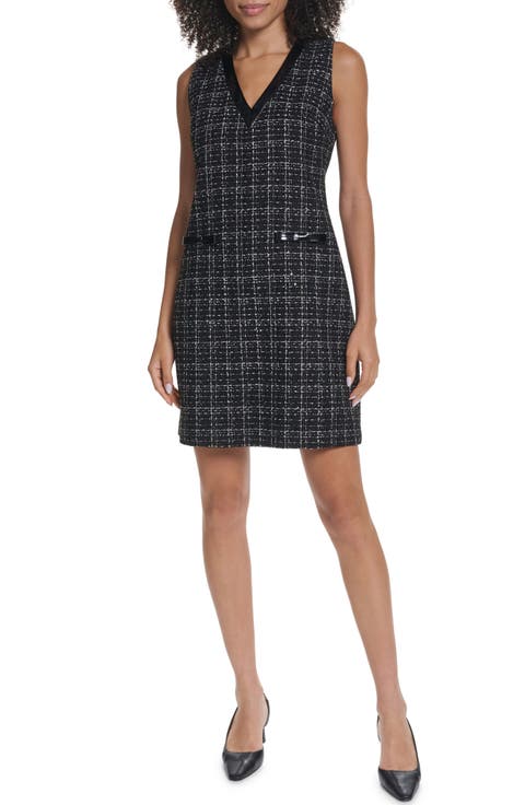 Sequin Tweed Sleeveless Shift Minidress
