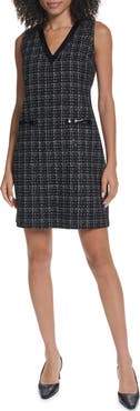 KARL LAGERFELD PARIS Sequin Tweed Sleeveless Shift Minidress