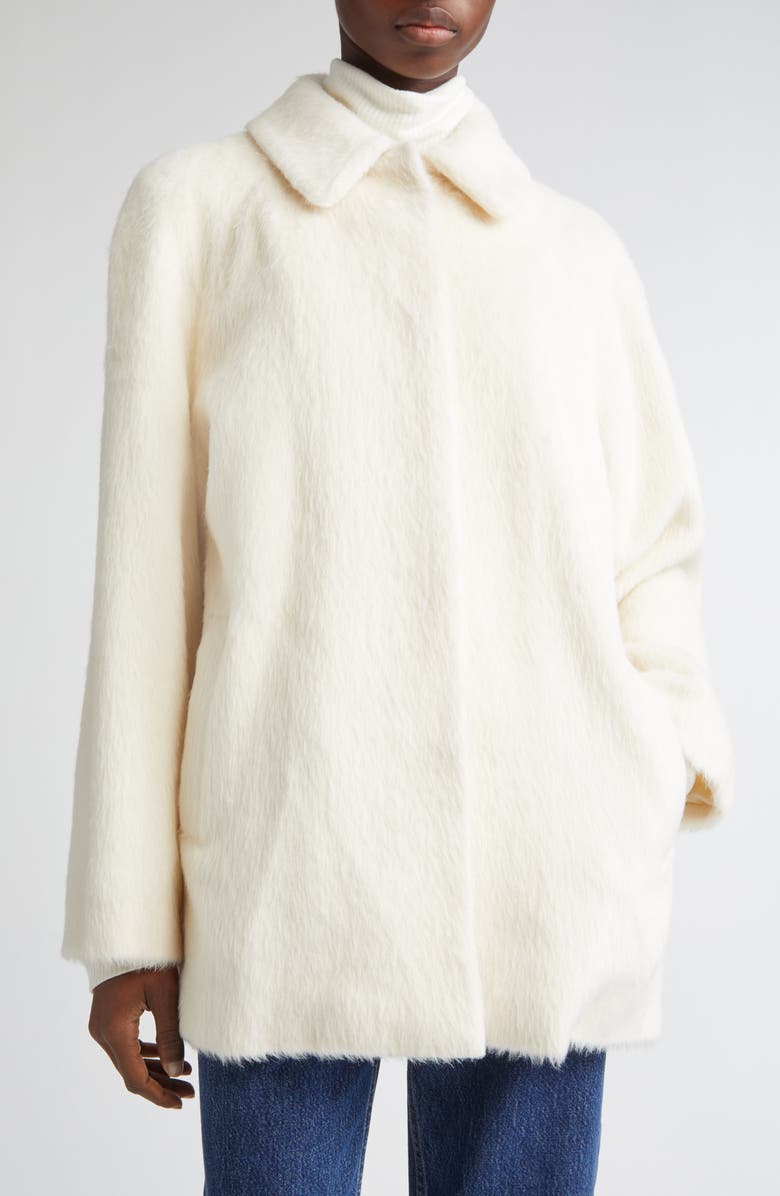 LOULOU DE SAISON Jakob Wide Fit Alpaca & Wool Short Jacket, Alternate, color, Ivory