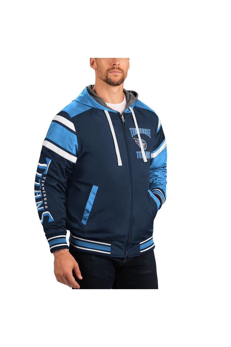 Men's G-III Sports by Carl Banks Gray/Navy Tennessee Titans Extreme Full Back Reversible Hoodie Full-Zip Jacket, Alternate, color, Navy
