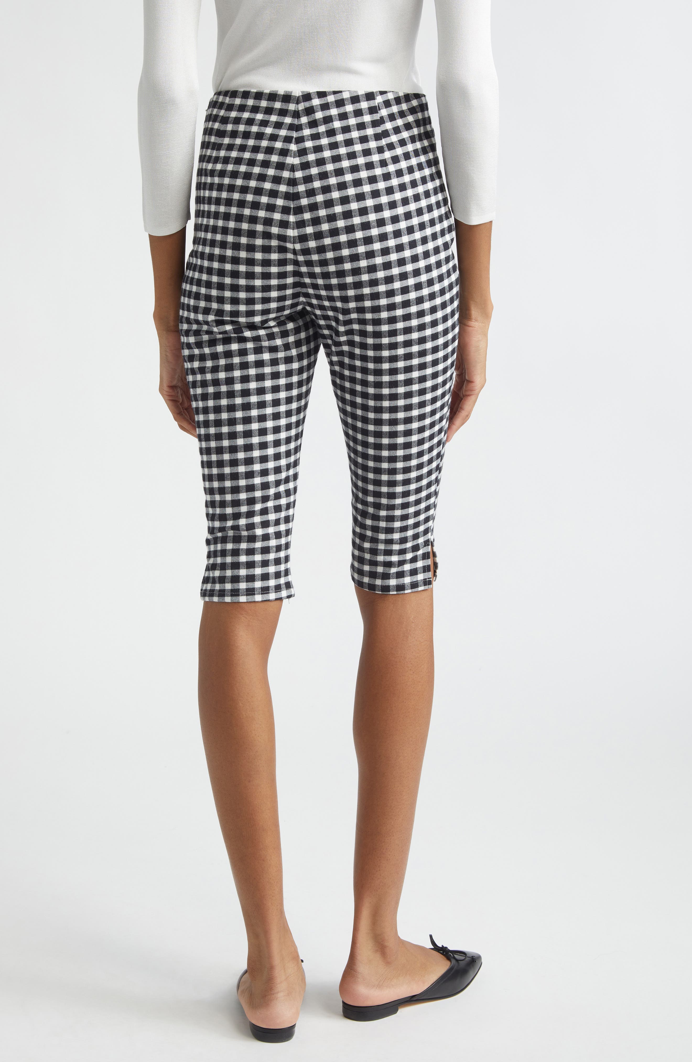 Chiara Gingham Stretch Cotton Capri Pants - image 2