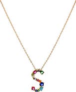 Panacea Multicolor Crystal Initial Pendant Necklace