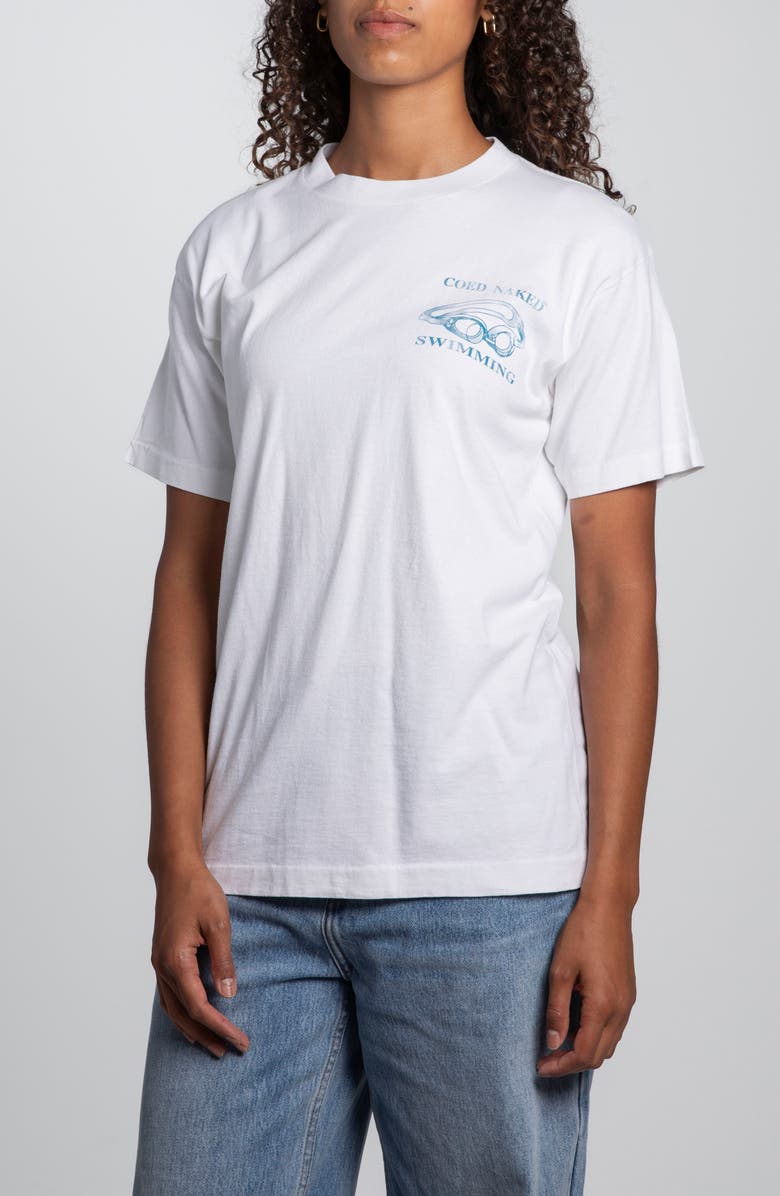 Elwood Vintage Coed Swimming Tee, Main, color, White