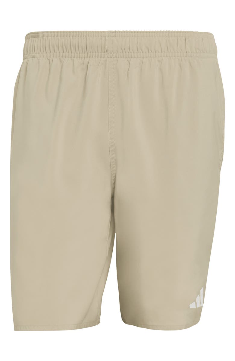adidas Essentials Swim Trunks, Alternate, color, Wonder Cargo/ White