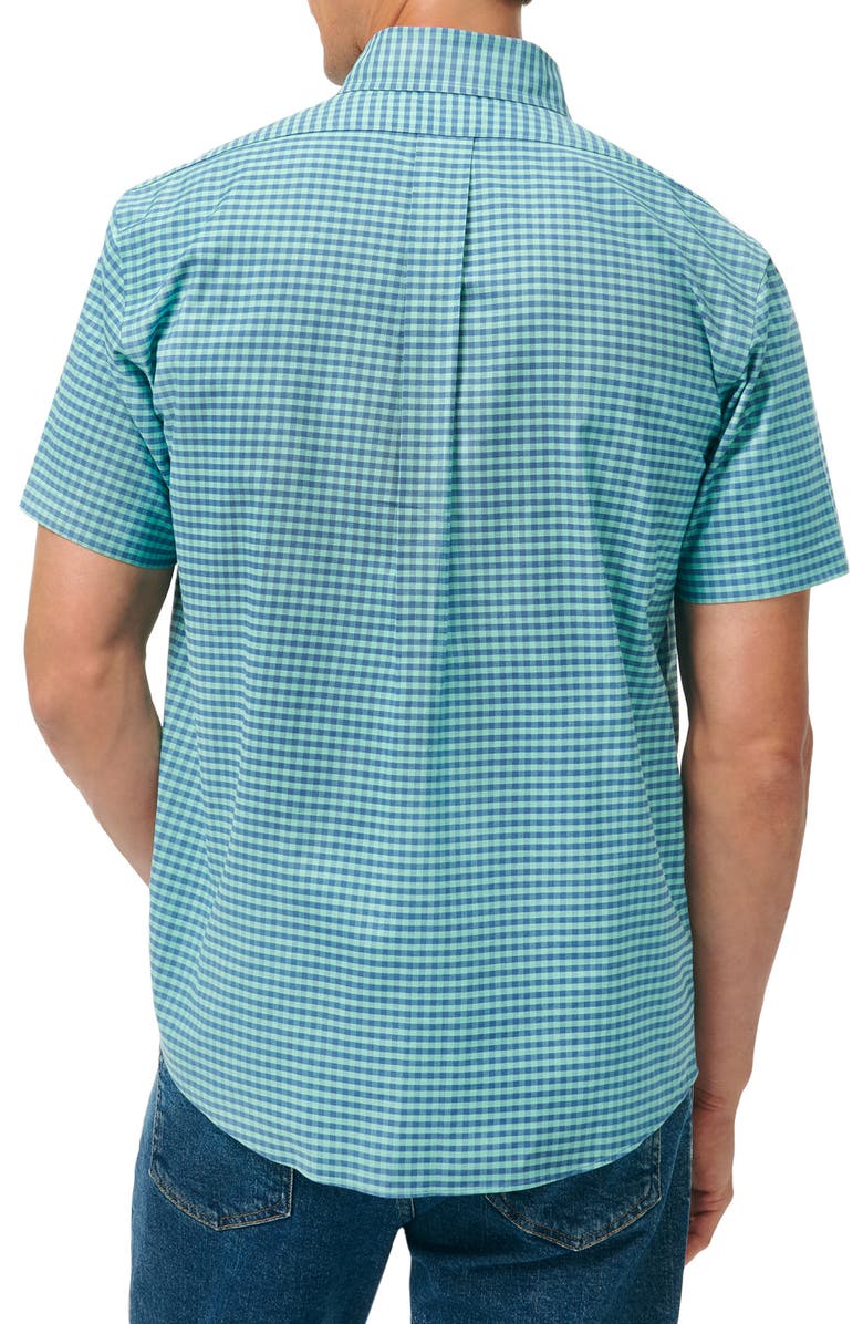 Brooks Brothers Regular Fit Gingham Check Non-Iron Short Sleeve Stretch Cotton Button-Down Oxford Shirt, Alternate, color, 