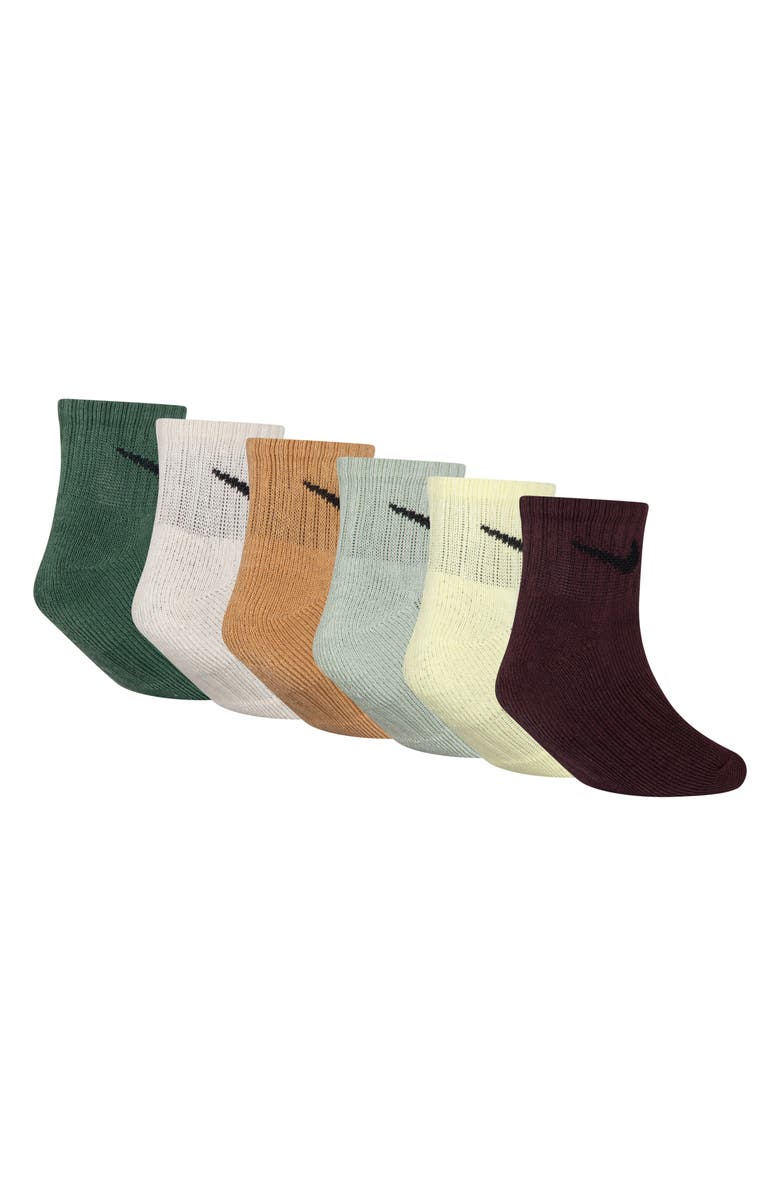 Nike Kids' 6-Pack Performance Quarter Socks, Alternate, color, Fir