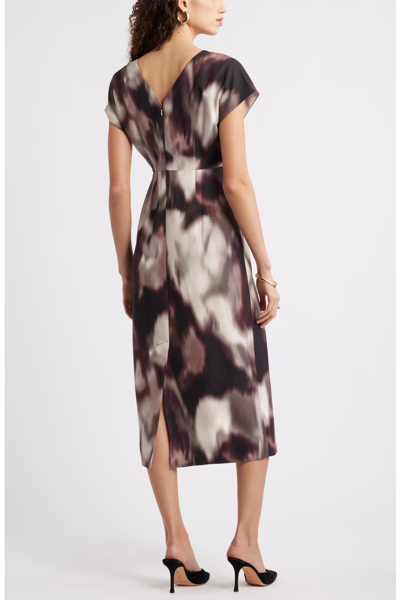 Print Midi Dress, Alternate, color, BURGUNDY COSMOS