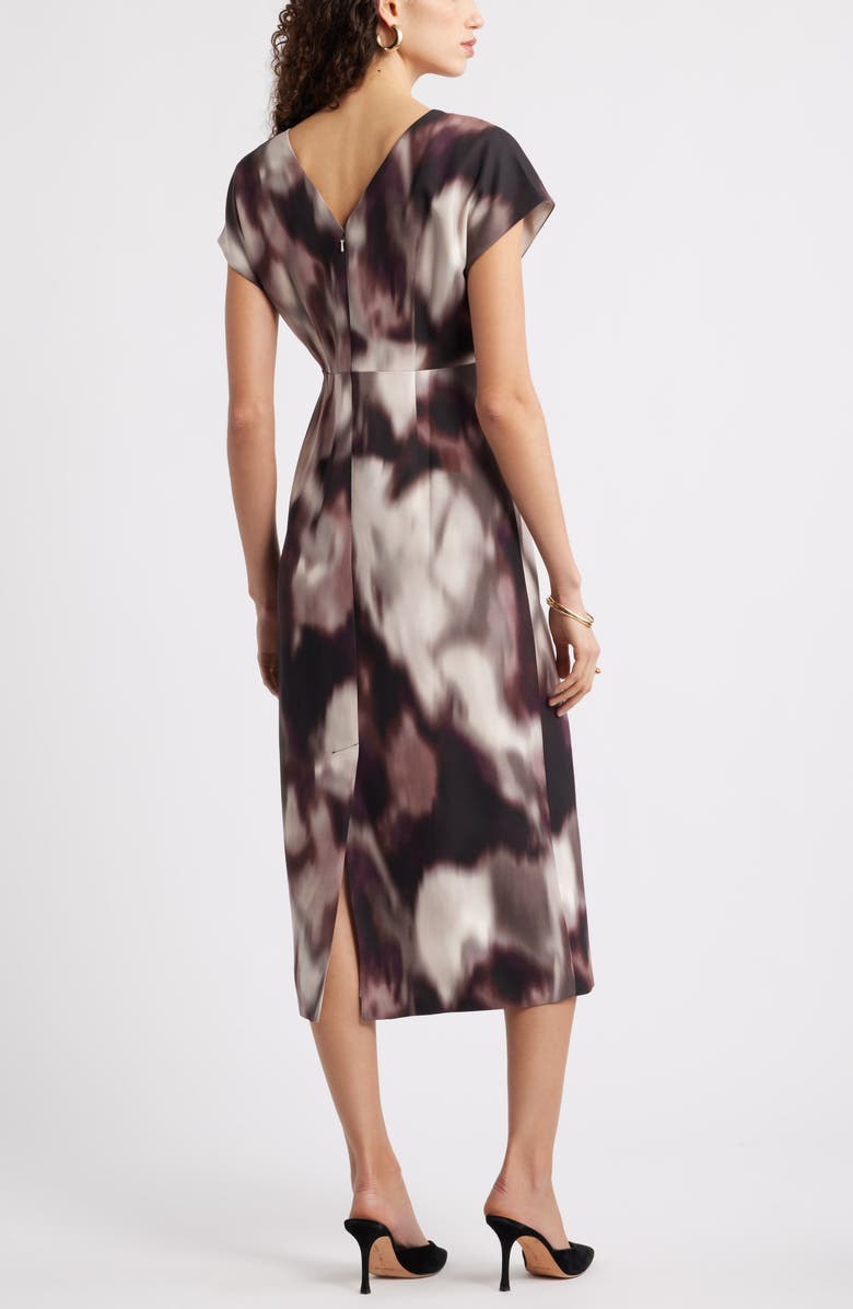 Nordstrom Print Midi Dress, Alternate, color, Burgundy Cosmos
