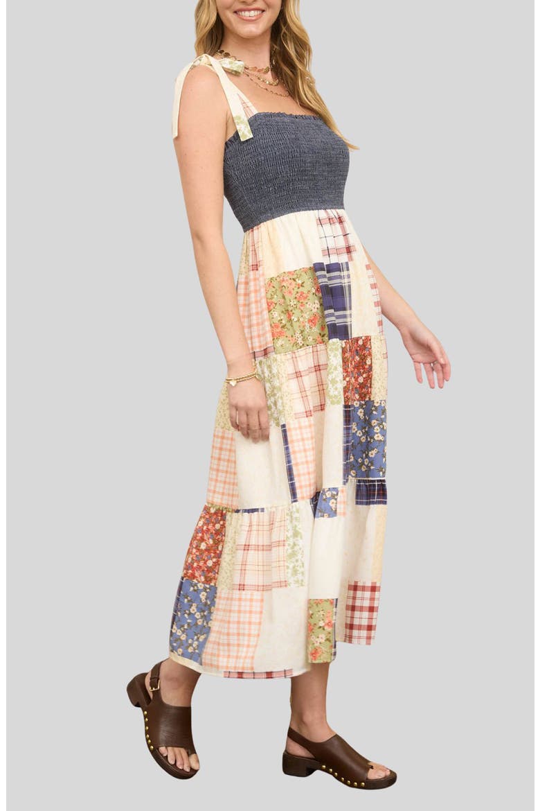 Denim Bodice Patchwork Skirt Sundress, Alternate, color, DENIM MULTI