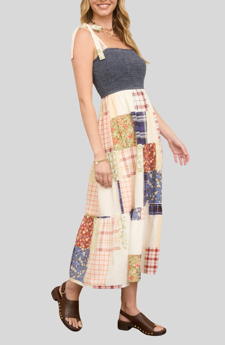 Blu Pepper Denim Bodice Patchwork Skirt Sundress, Alternate, color, Denim Multi