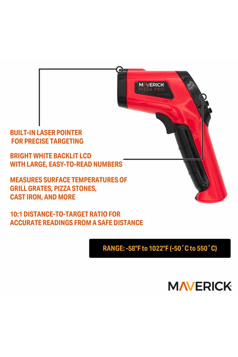 Infrared BBQ Surface Thermometer, Alternate, color, Red/Black