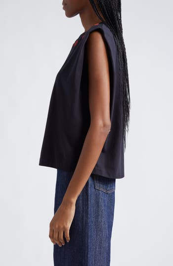 Bead Embellished Cotton Muscle T-Shirt