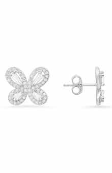Queen Jewels Simulated Morganite Butterfly Stud Earrings