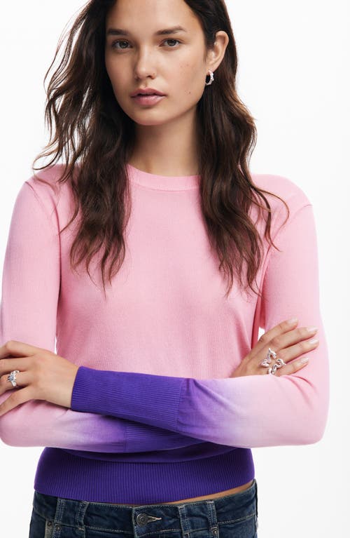Desigual Pearls Ombré Crewneck Sweater In Pink