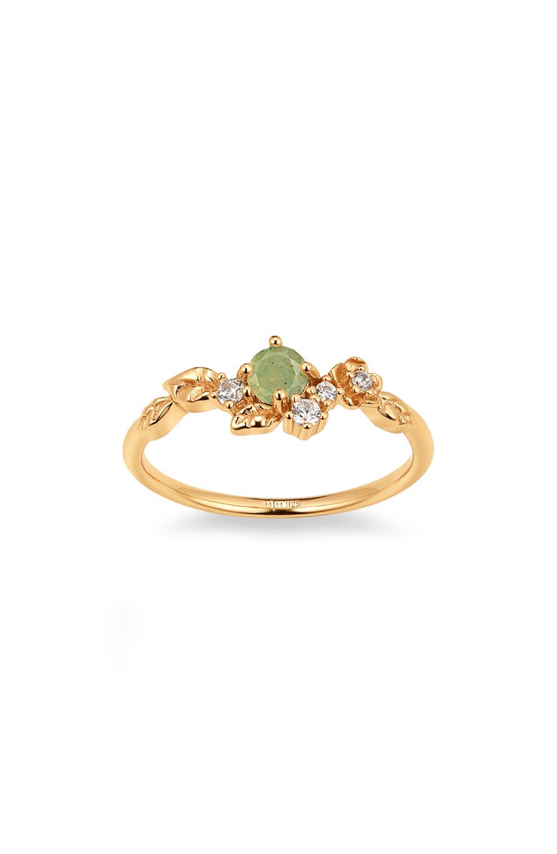 MADE BY MARY Lumi Flora Ring, Main, color, Gold Vermeil / Green