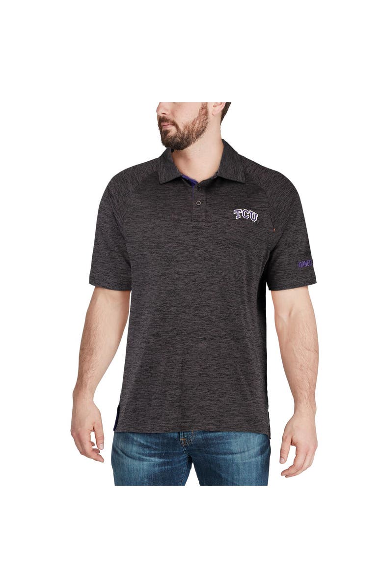 COLOSSEUM Men's Colosseum Black TCU Horned Frogs Down Swing Polo, Alternate, color, Heather Black