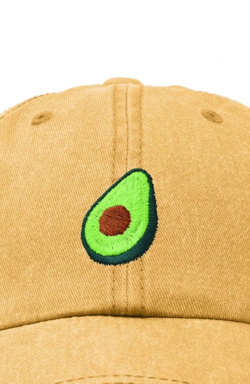 Dalix Avocado Embroidered Food Hat In Washed Gold