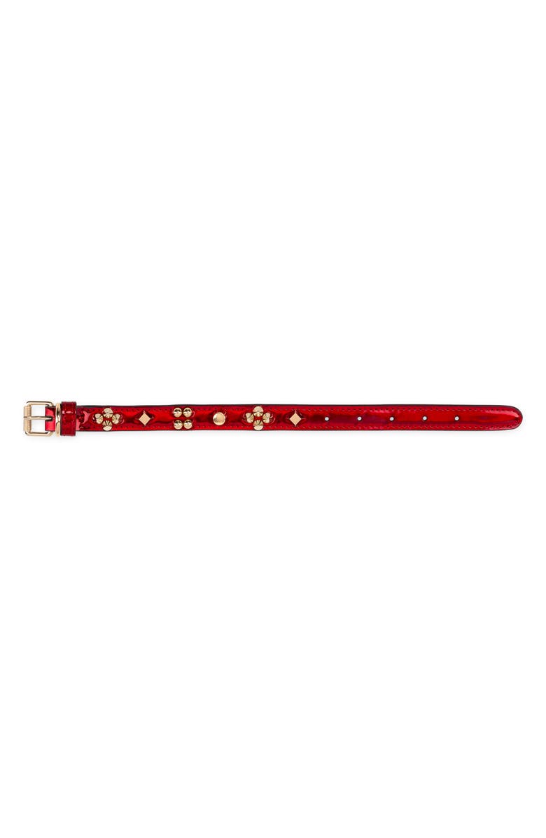 Christian Louboutin X-Small Loubicollar Spike Patent Leather Pet Collar, Alternate, color, 