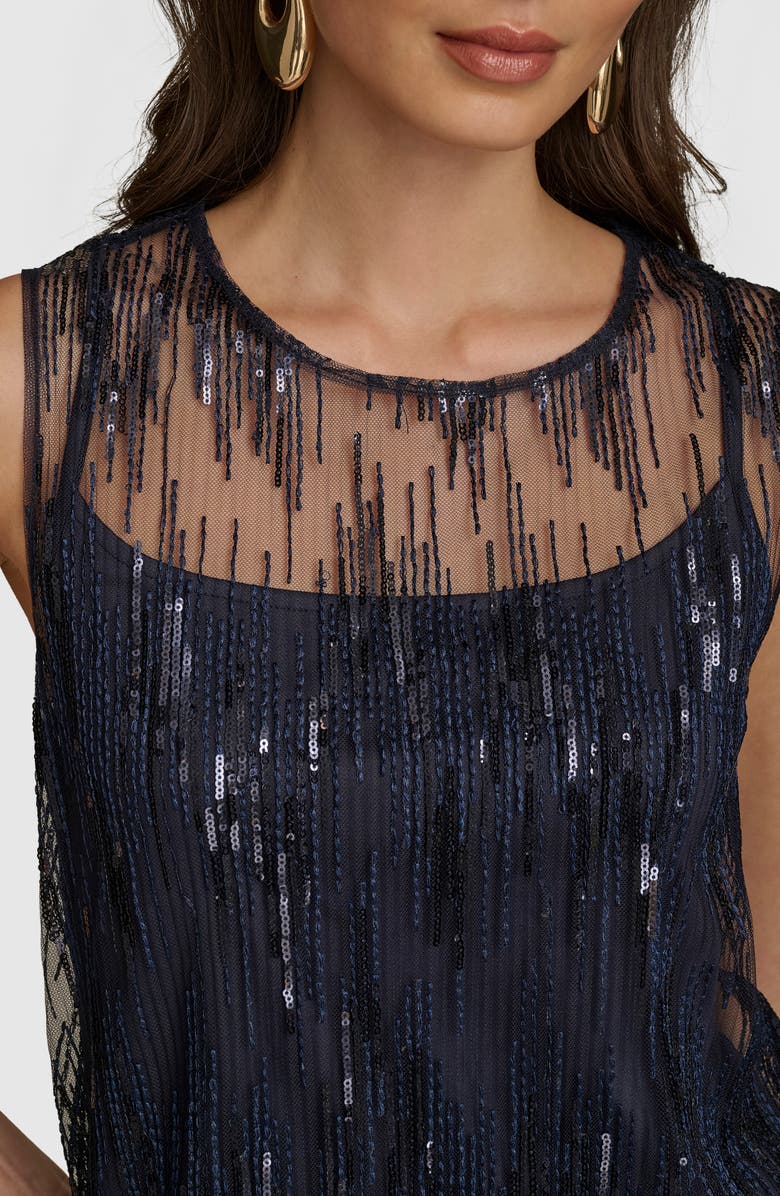 Donna Karan New York Sleeveless Sequin Semisheer Top, Alternate, color, 