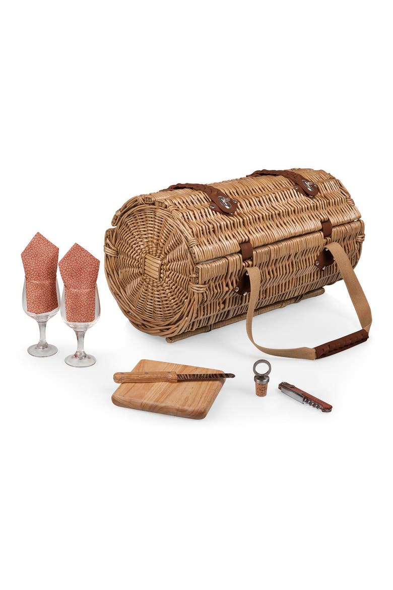 'Verona' Wicker Picnic Basket, Alternate, color, BLUE