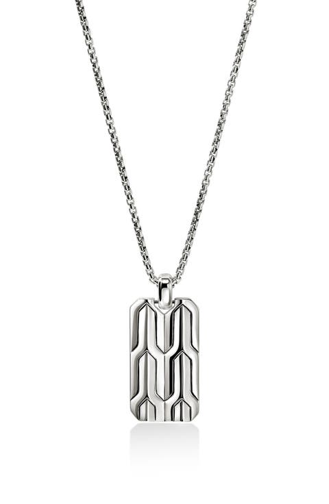 Icon 50 Silver Tag Pendant Necklace, 2.7mm