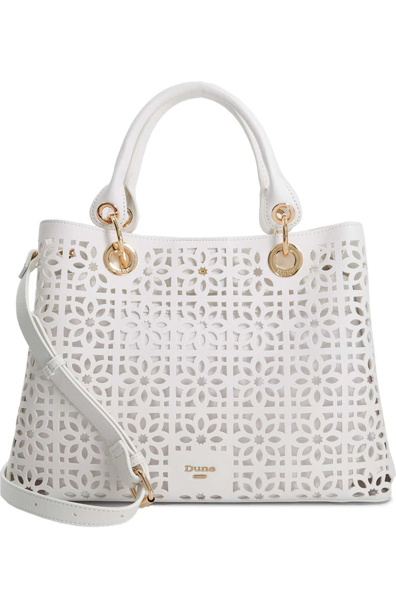 Dune London Delaser Faux Leather Tote, Main, color, White