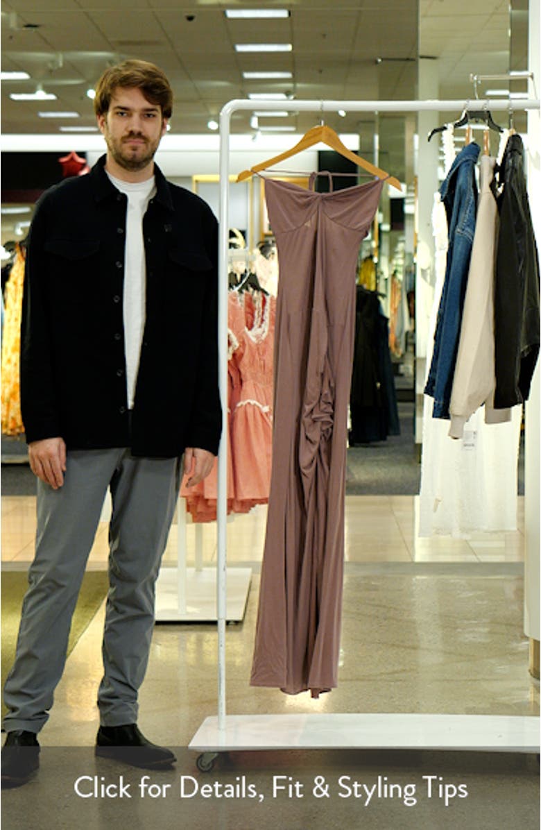 Destinations Halter Maxi Cocktail Dress, sales video thumbnail