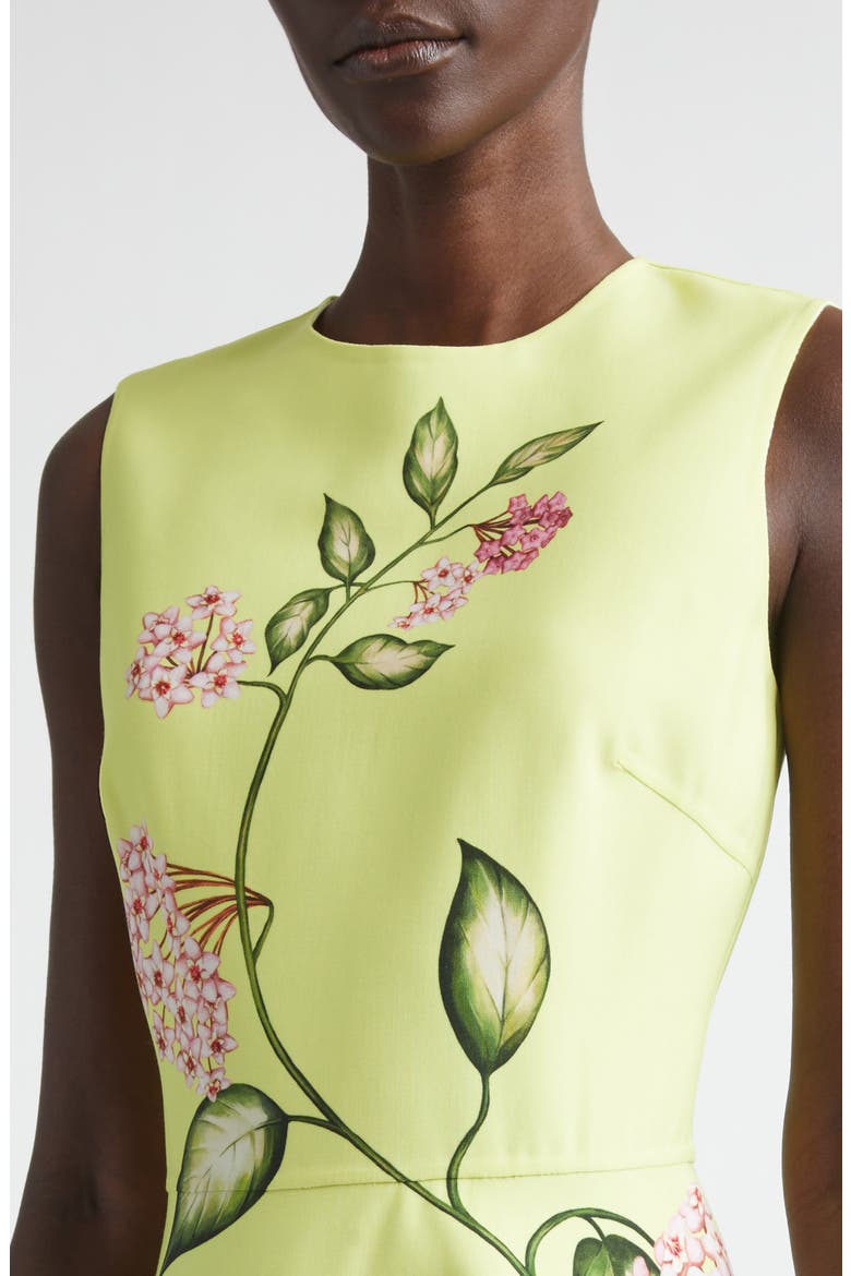 Porcelain Flowers Wool Blend Stretch Crepe Fit & Flare Minidress, Alternate, color, PINK/ PEAR