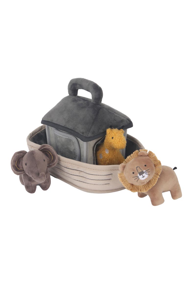 Lambs & Ivy Baby Noah Interactive Plush Boat/Ark with Stuffed Animal Toys, Alternate, color, Taupe