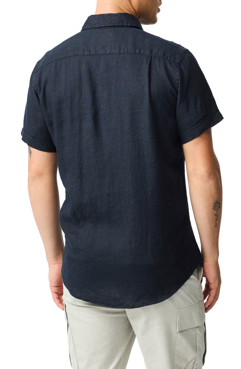 Rodd & Gunn Palm Beach Sports Fit Short Sleeve Linen Button-Up Shirt, Alternate, color, Midnight