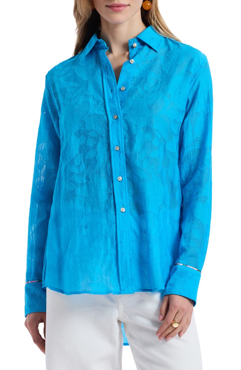 Robert Graham Carrie Long Sleeve Woven Shirt, Main, color, Blue