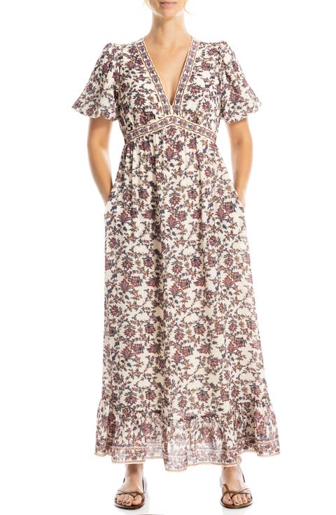 Flutter Sleeve Empire Waist Maxi Dress